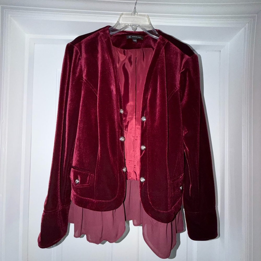 INC International Concepts Velvet Wine Blazer